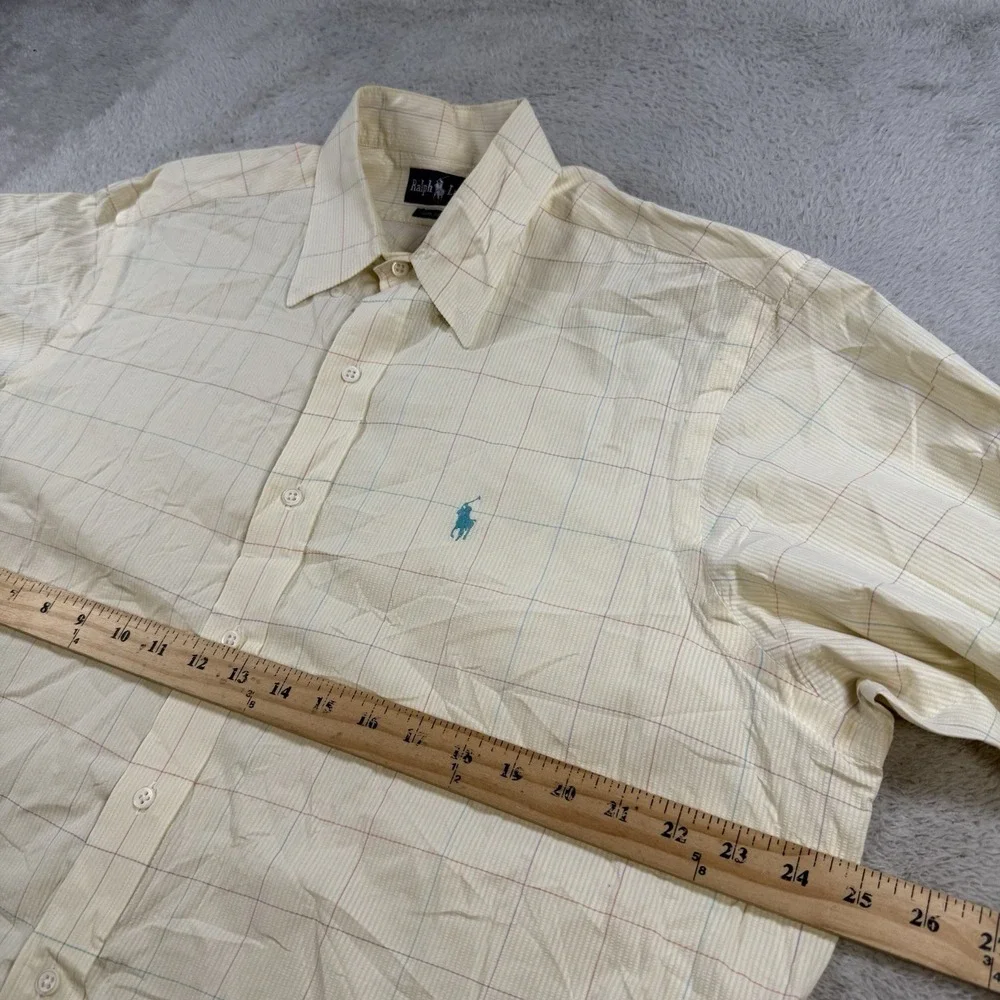 Polo Ralph Lauren Shirt Men XL Yellow Stripe Long Sleeve Button Down Pony Cotton
